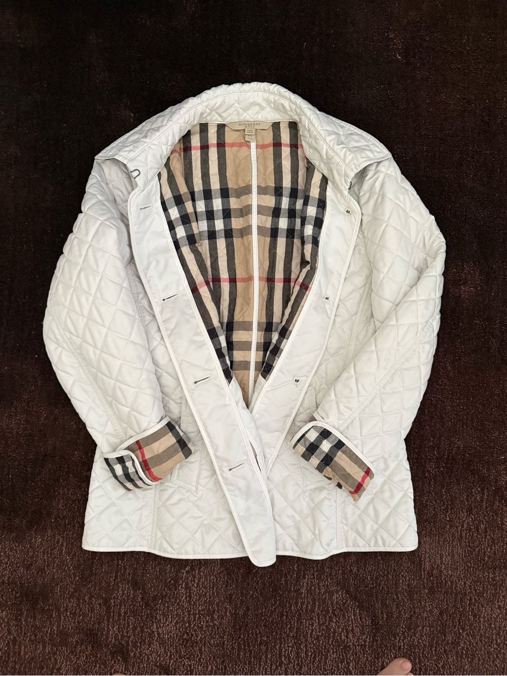 BURBERRY BRIT Chalk White Classic Quilted Nova Check Jacket Coat XL/XXL $980 - Picture 4 of 15